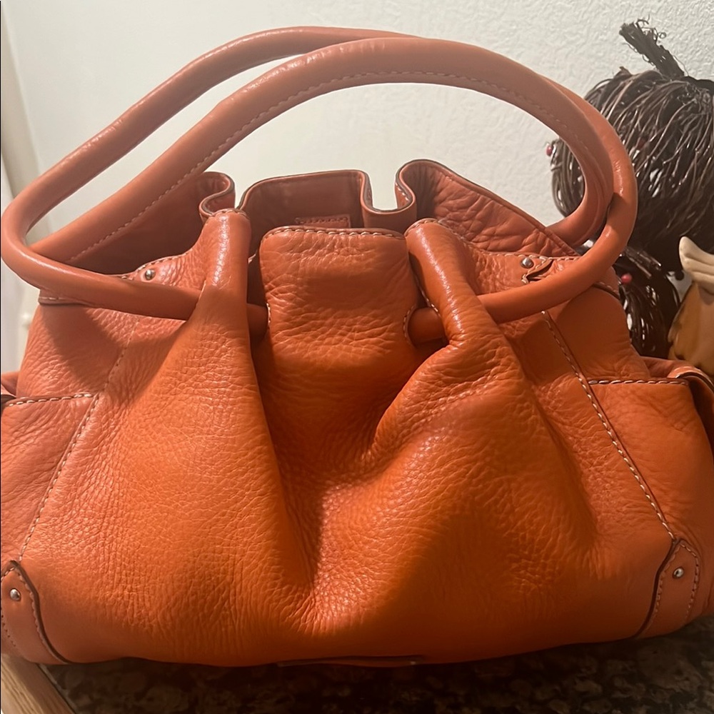 Cole Haan Orange Leather Hobo Bag, comes with dust bag